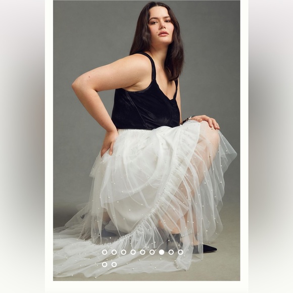 Anthropologie - Maeve Tulle & Pearl-Embellished Sheer Skirt - Medium - NWOT - Picture 8 of 12